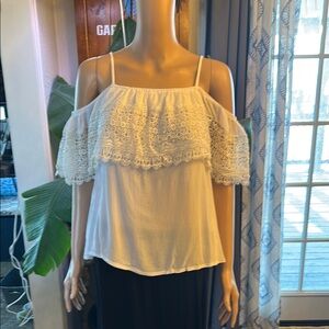 Women's White Lace Off-Shoulder Top